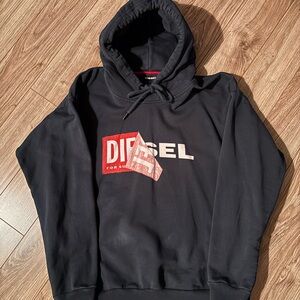 Diesel Navy Blue Hoodie for Men Oversized Fit